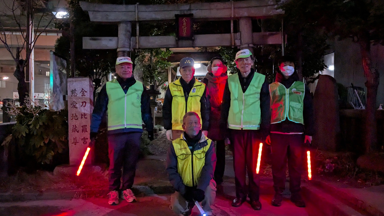 令和8年1月20日　中洲町会防災部 夜間パトロールを実施しました